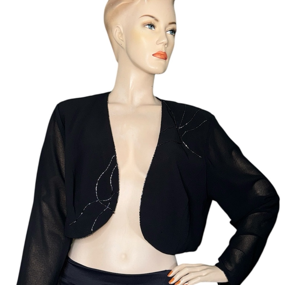 Vintage Beaded Black Cropped Jacket